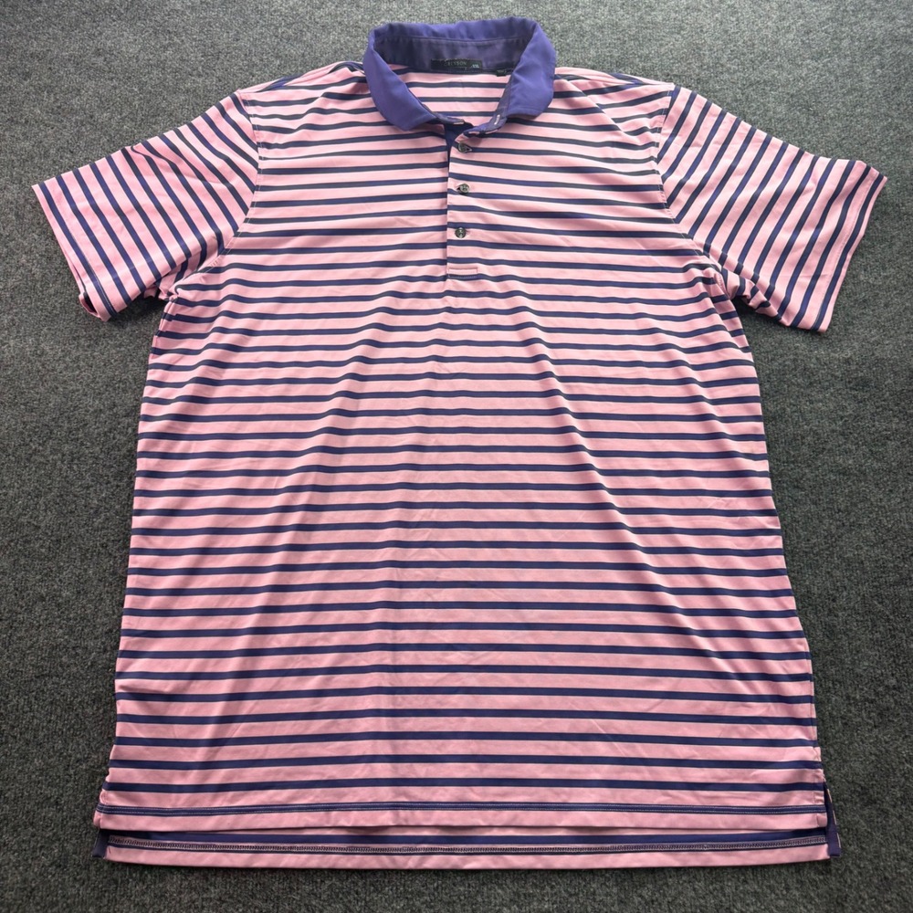 Greyson Polo Shirt Mens XXL Pink Purple Striped‎ Golf Performance Wolf Logo XXL